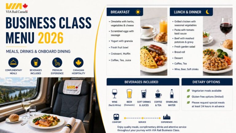 VIA Rail Business Class Menu 2026 Meals, Drinks & Onboard Dining
